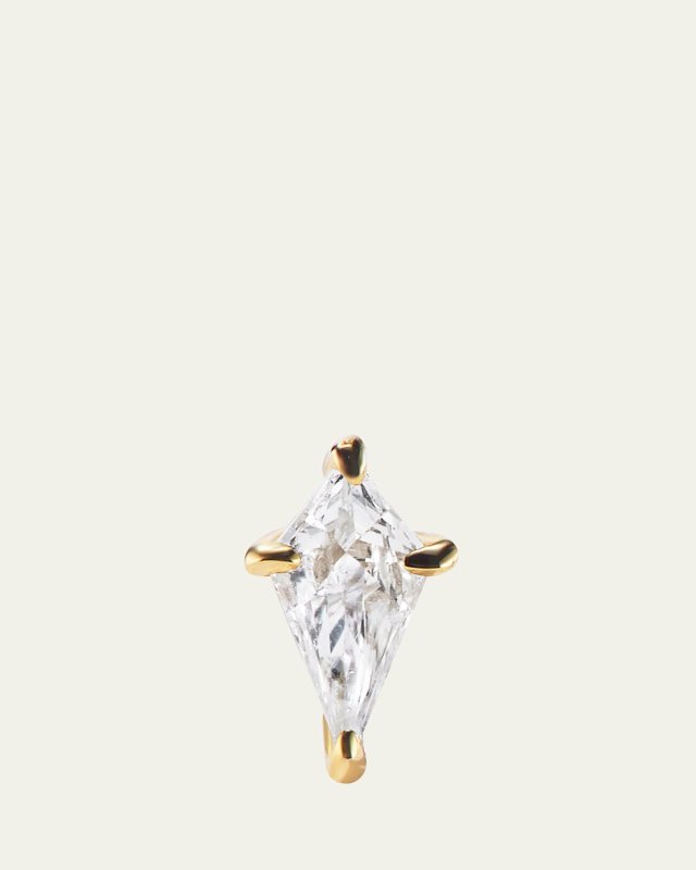 14K Yellow Gold Kite Diamond Stud Earring, Single